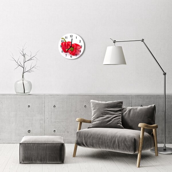Ceas de perete din sticla rotund Paprika Food and Drinks Red