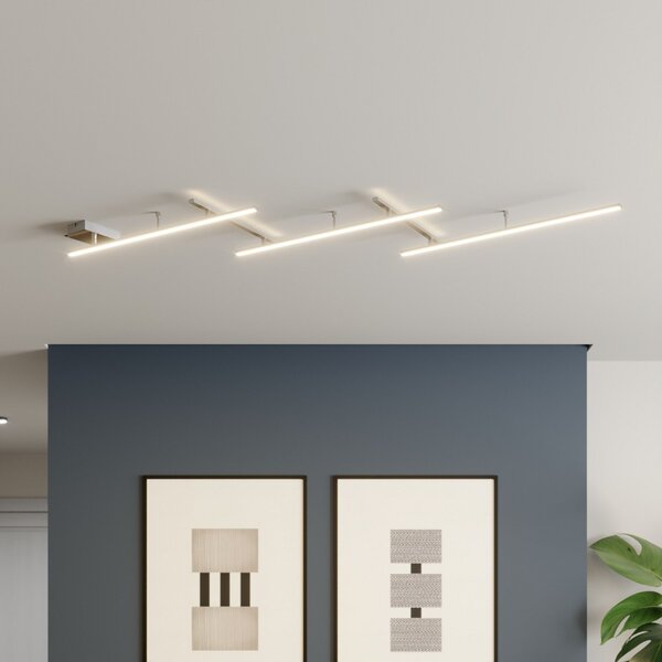 Trio Lighting Plachetă plafonieră LED Indira, dimabilă, nichel, reglabil, Gri, Camera de zi / sufragerie, Metal, Modern