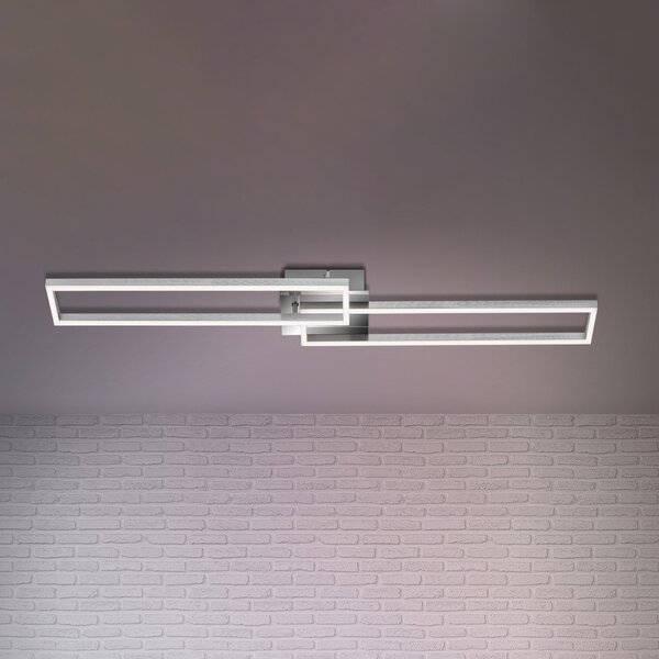 Briloner Plafonieră cu LED, telecomandă, cromată, reglabil, Gri, Camera de zi / sufragerie, Metal, Modern
