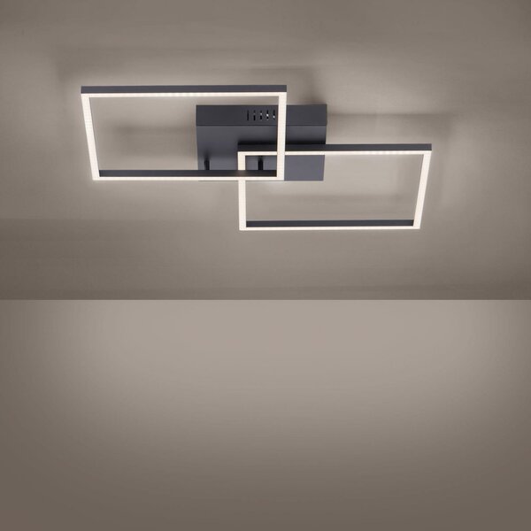 JUST LIGHT. GmbH Plafonieră LED Iven, dimabil, negru, 53x53cm, reglabil, Negru, dormitor, Metal, Modern