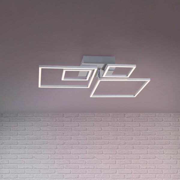 Briloner Frames plafonieră LED 2 pătrate mici/2 mari, reglabil, Gri, Camera de zi / sufragerie, Metal, Modern