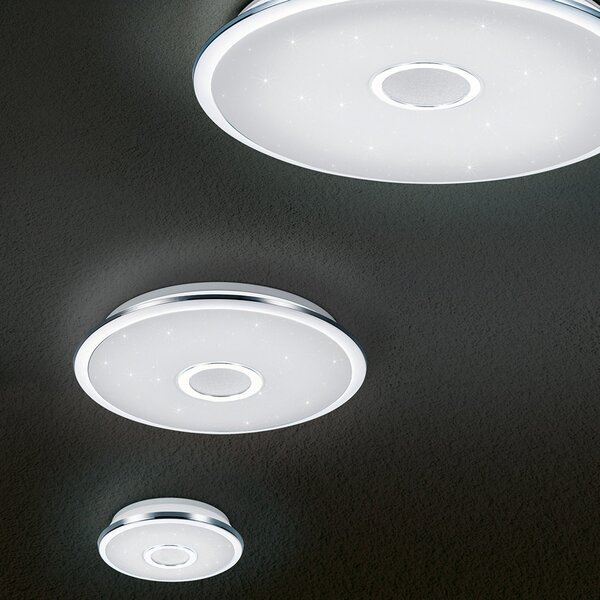 Trio Lighting Plafonieră LED Osaka, telecomandă inclusă, reglabil, Metalic, Camera de zi / sufragerie, Plastic, Modern
