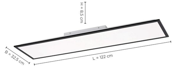 JUST LIGHT. GmbH Panou LED de montare Flat CCT, negru, 119 x 29 cm, reglabil, Negru, Bucătărie, Plastic, Modern