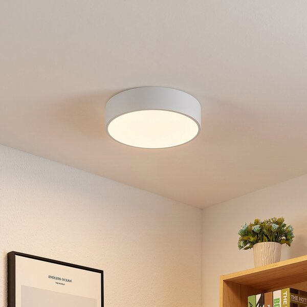 Lindby plafonieră LED Simera, Ø 30cm, alb, metal, reglabil, Alb, Camera de zi / sufragerie, Plastic, Modern