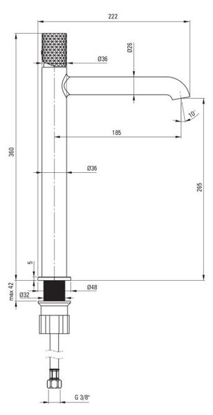 Baterie înaltă pentru chiuvetă SILIA HEXA – Finisaj auriu periat – Cod BHS_R20K