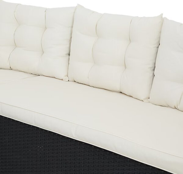 Deuba Set rattan Sedan + fotoliu + 2x taburet - negru