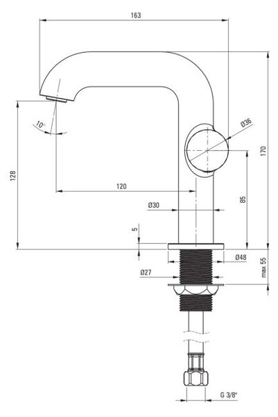 Baterie pentru chiuvetă SILIA HEXA, pipă dreptunghiulară – Finisaj auriu periat – Cod BHS_R24M