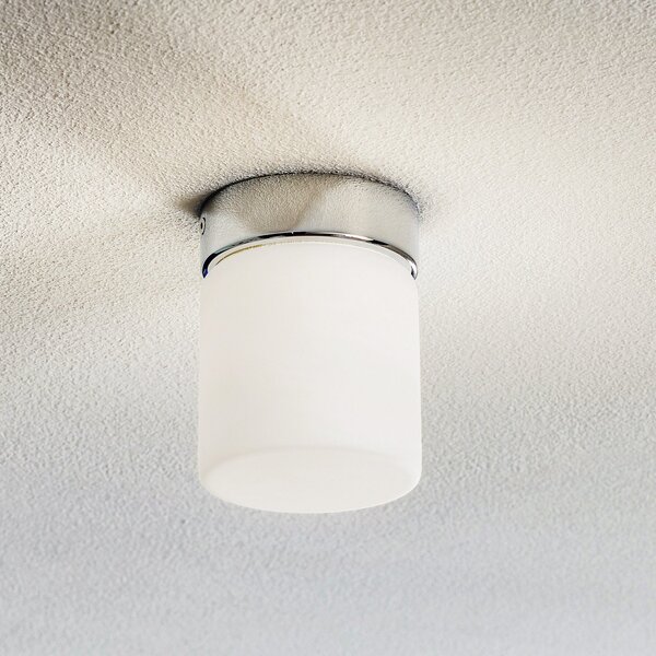 Helestra Keto plafonieră LED, cilindru, crom, Metalic, Baie, Sticlă, Modern