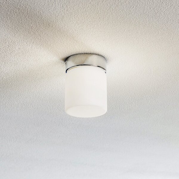 Helestra Keto plafonieră LED, cilindru, crom, Metalic, Baie, Sticlă, Modern