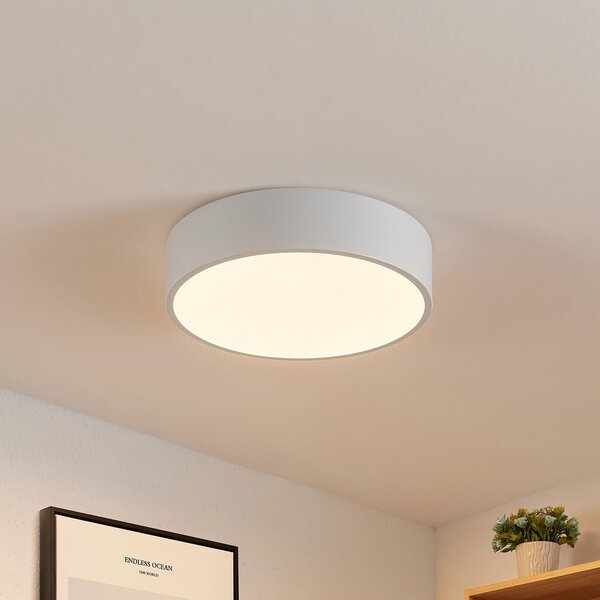 Lindby plafonieră LED Simera, Ø 30cm, alb, metal, reglabil, Alb, Camera de zi / sufragerie, Plastic, Modern