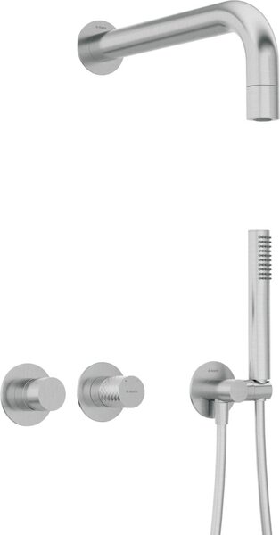 Set de duș SILIA HEXA, montare încastrată, baterie orizontal, finisaj oțel șlefuit – Cod NHS_F0XK