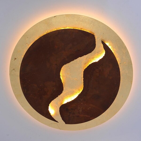 Paul Neuhaus Plafonieră LED Nevis, rotundă, Ø 50 cm, maro-auriu, reglabil, Maro / Rugină, Camera de zi / sufragerie, Metal, Modern