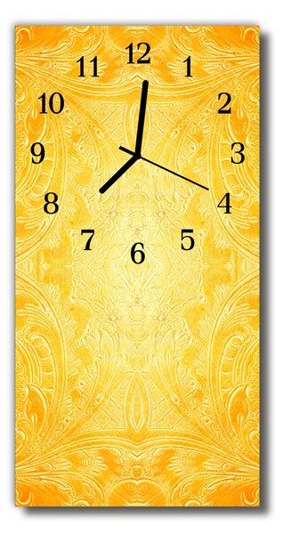 Ceas de perete din sticla vertical Art abstracție galben
