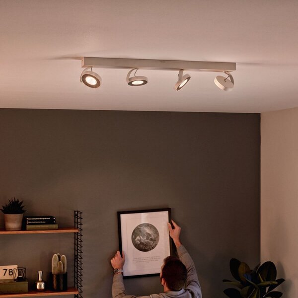 Philips Clockwork proiector LED alb 4bec WarmGlow, reglabil, Alb, Camera de zi / sufragerie, Metal, Modern