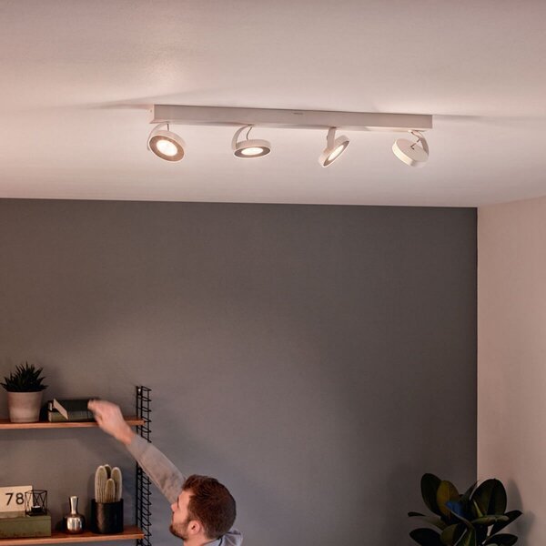 Philips Clockwork proiector LED alb 4bec WarmGlow, reglabil, Alb, Camera de zi / sufragerie, Metal, Modern