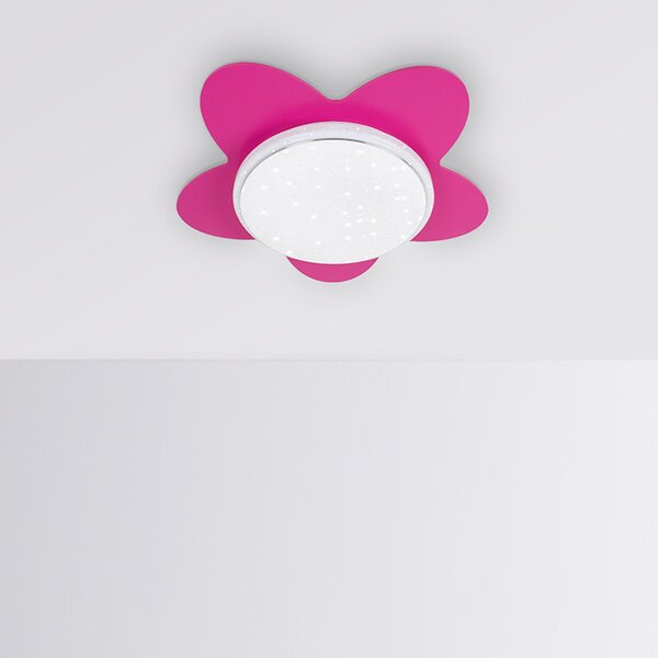 Elobra Plafonieră cu LED Flower Starlight, roz, Roz / Rosé, Camera copiilor, Lemn