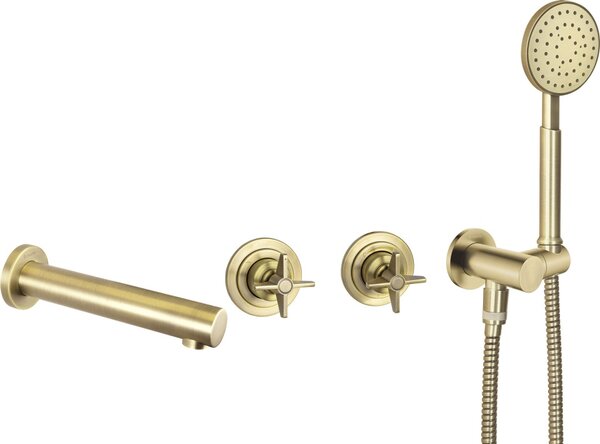Set de duș TEMISTO, montare încastrată, cu pipa, finisaj alamă – Cod BQT_M18P