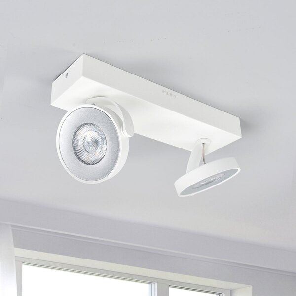 Philips Clockwork spot LED tavan alb 2 becuri, reglabil, Alb, Camera de zi / sufragerie, Metal, Modern, Soclu de perete jos