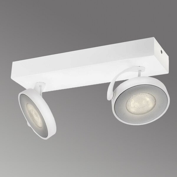Philips Clockwork spot LED tavan alb 2 becuri, reglabil, Alb, Camera de zi / sufragerie, Metal, Modern, Soclu de perete jos