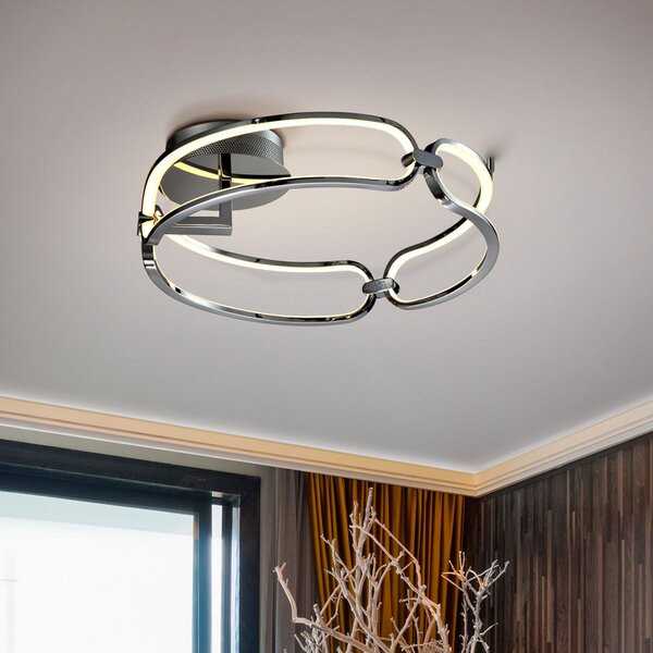Schuller Valencia Plafonieră LED Colette, 3 becuri, crom, Metalic, Camera de zi / sufragerie, Metal, Modern