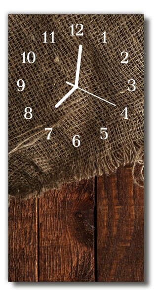Ceas de perete din sticla vertical Lemn maro art canvas