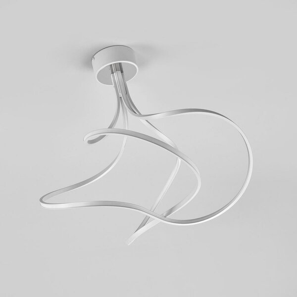 Domiluce Plafonieră LED Lungo alu, înălțime 42 cm, reglabil, Metalic, Camera de zi / sufragerie, Metal, Modern
