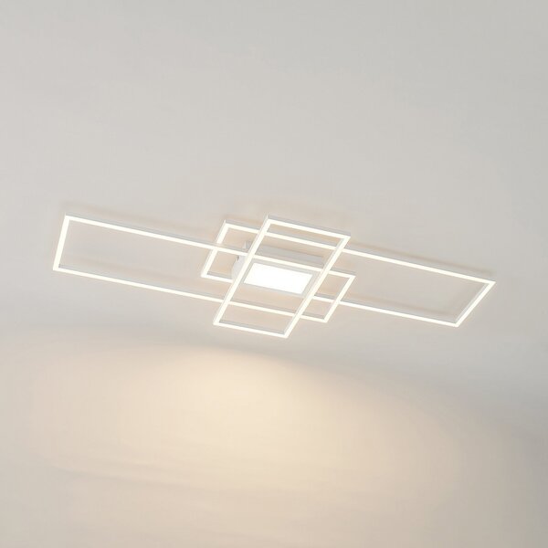 Lindby plafonieră LED Caitlin, alb, metal, 105cm, reglabil, Alb, Camera de zi / sufragerie, Metal, Modern