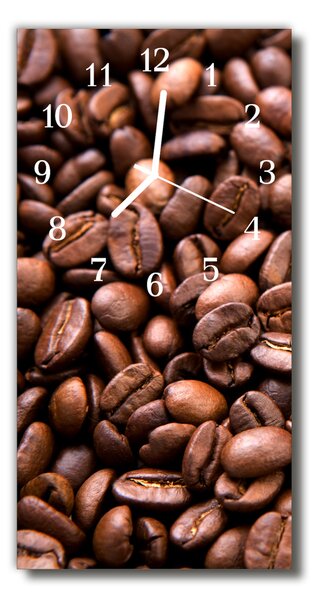 Ceas de perete din sticla vertical Bucătărie maro cafea boabe