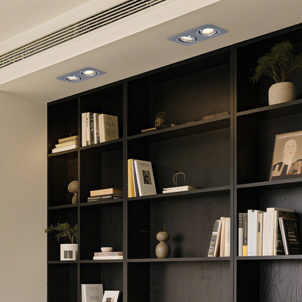 Spot încastrat rotunjit Gunmetal GU10 50mm Rotativ și înclinabil IP44 2 lumini - Alberto