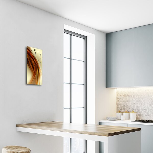 Ceas de perete din sticla vertical Arta grafica model bej