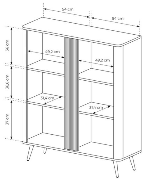 Comodă înaltă Edrin 113 cm - stejar dunin / negru