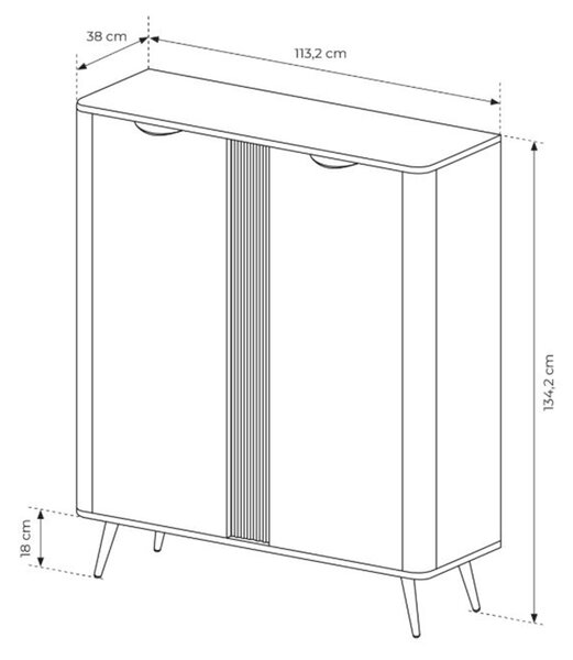 Comodă înaltă Edrin 113 cm - stejar dunin / negru