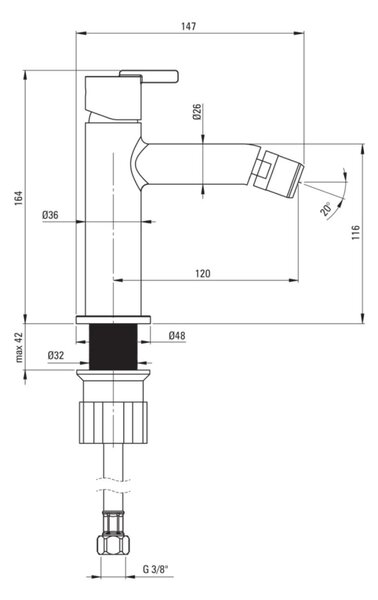 Baterie pentru bideu SILIA, finisaj cromat – Cod BQS_030M