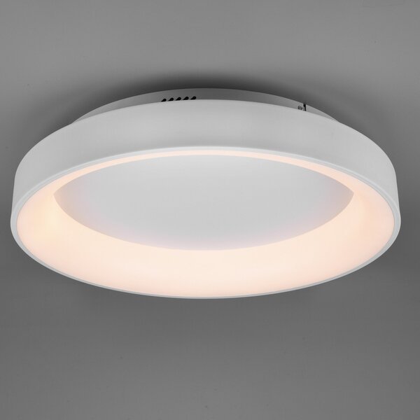Trio Lighting Plafonieră LED Girona cu telecomandă, alb, reglabil, Alb, Camera de zi / sufragerie, Metal, Modern