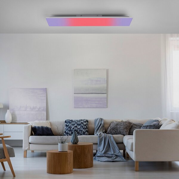 JUST LIGHT. GmbH Plafonieră LED Yukon 100x25cm, RGB/CCT, reglabil, Alb, Camera de zi / sufragerie, Metal, Modern