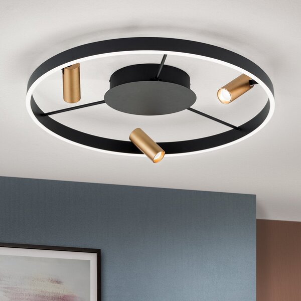 ORION Plafonieră LED Berlin cu 3 proiectoare, reglabil, Negru, Camera de zi / sufragerie, Metal, Modern, Plafon cu flacără multiplă