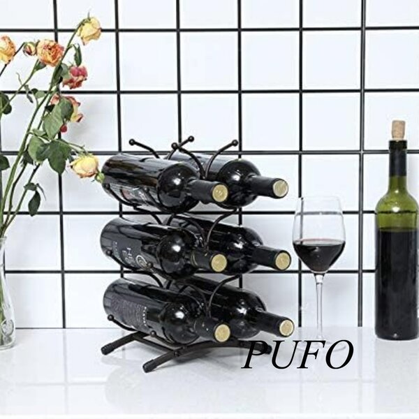 Suport Metalic Pufo pentru Sticle de Vin– Organizator Elegant pentru Depozitare si Expunere Stilata a Vinurilor