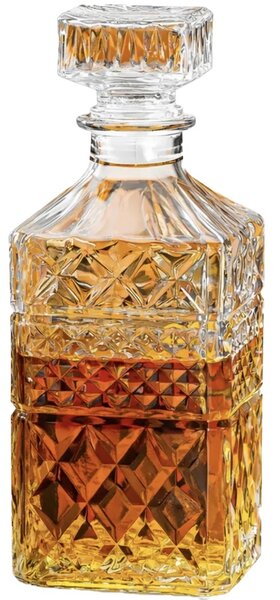 Sticla eleganta Pufo Brilliant pentru bautura, lichior sau whisky, 800 ml, transparenta– rafinata si rezistenta