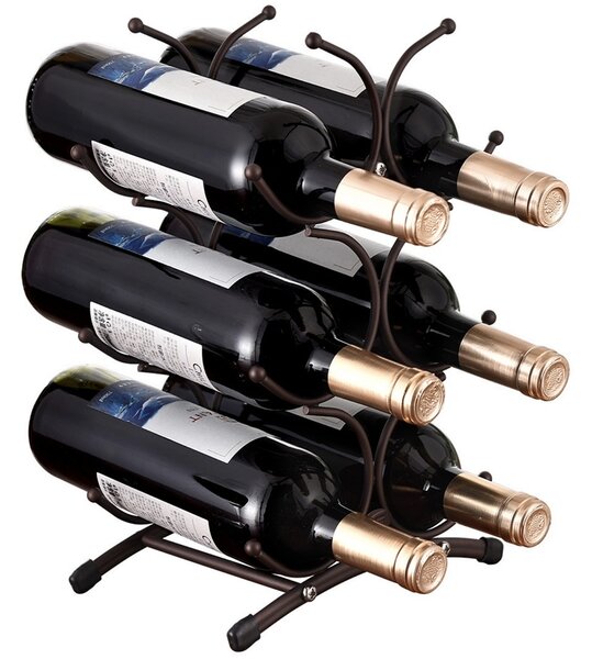 Suport Metalic Pufo pentru Sticle de Vin– Organizator Elegant pentru Depozitare si Expunere Stilata a Vinurilor