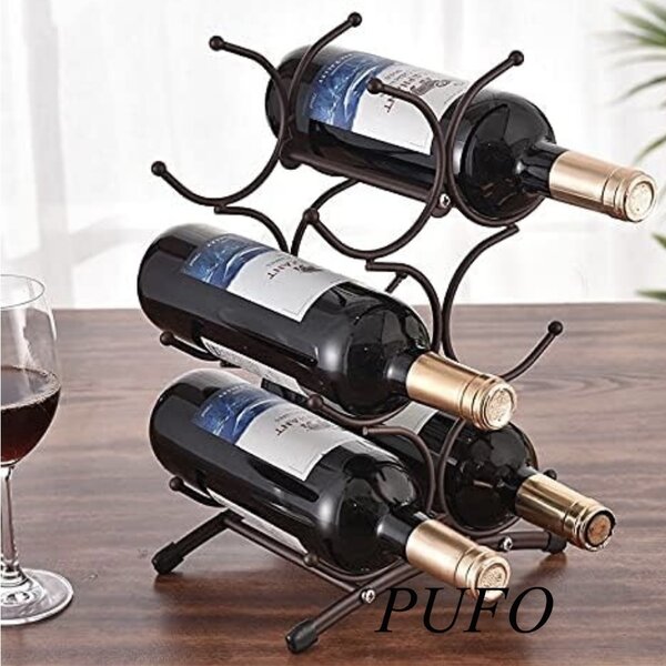 Suport Metalic Pufo pentru Sticle de Vin– Organizator Elegant pentru Depozitare si Expunere Stilata a Vinurilor