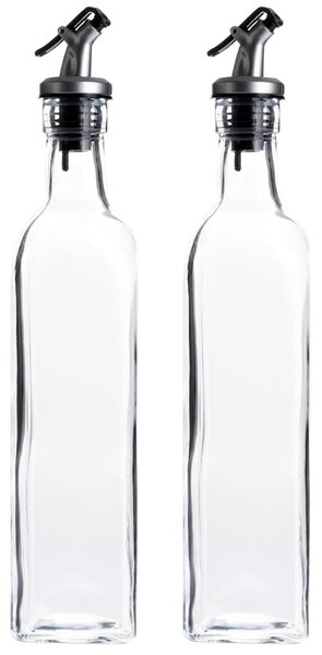 Set 2 Recipiente din sticla Pufo pentru Ulei si Otet, 2 x 400 ml – Dozare Usoara, Depozitare Eleganta ,Design Elegant pentru Bucatarie