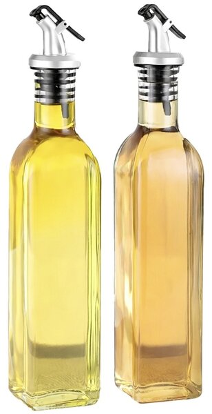 Set 2 Recipiente din sticla Pufo pentru Ulei si Otet, 2 x 400 ml – Dozare Usoara, Depozitare Eleganta ,Design Elegant pentru Bucatarie