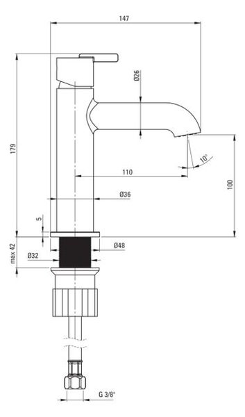 SILIA - Baterie pentru Chiuvetă, Bronz Periat (BQS_C20M)