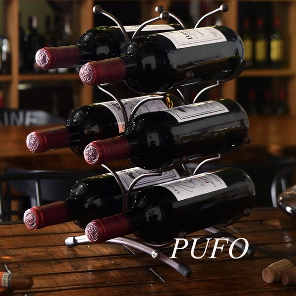 Suport Metalic Pufo pentru Sticle de Vin– Organizator Elegant pentru Depozitare si Expunere Stilata a Vinurilor