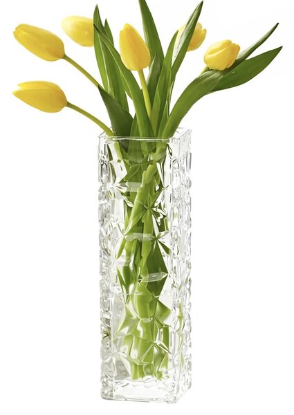 Vaza decorativa eleganta Pufo Harmony din sticla groasa pentru flori si aranjamente, 23 cm- design modern pentru living si decor interior
