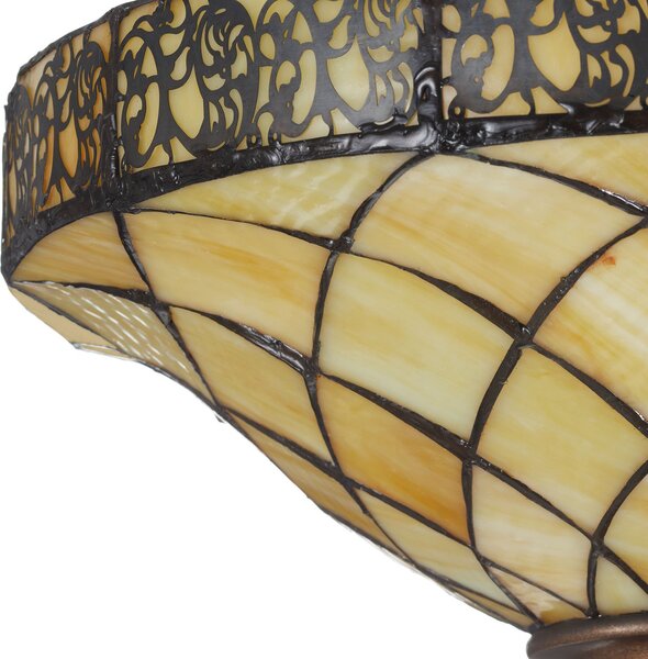 Clayre&Eef Lampadar Diamond stil Tiffany, Maro / Rugină, Camera de zi / sufragerie, Sticlă, Tiffany