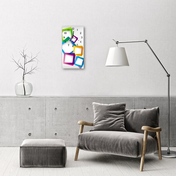 Ceas de perete din sticla vertical Dreptunghiuri de culoare art colorate