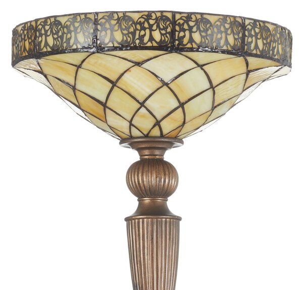 Clayre&Eef Lampadar Diamond stil Tiffany, Maro / Rugină, Camera de zi / sufragerie, Sticlă, Tiffany