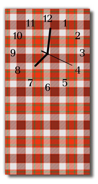 Ceas de perete din sticla vertical Geometrie grila roșu