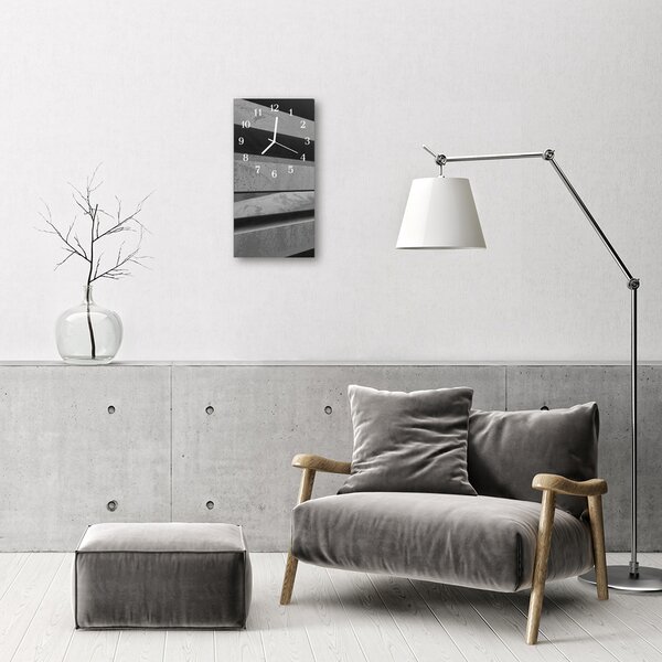Ceas de perete din sticla vertical Art curea gri